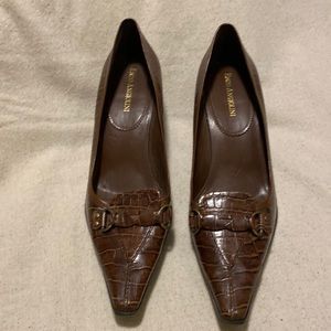 Enzo Angiolini Brown Alligator Leather Pumps Size 7.5